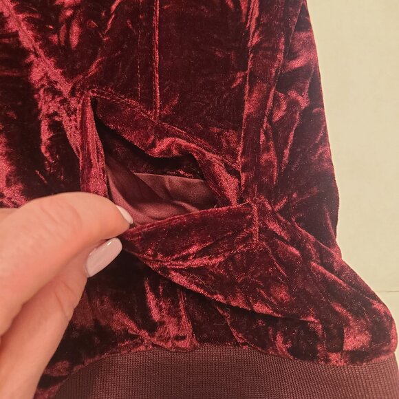 Kensie Jeans Crushed Burgundy Velvet Bomber Jacket - Women's Size Medium - Picture 10 of 15